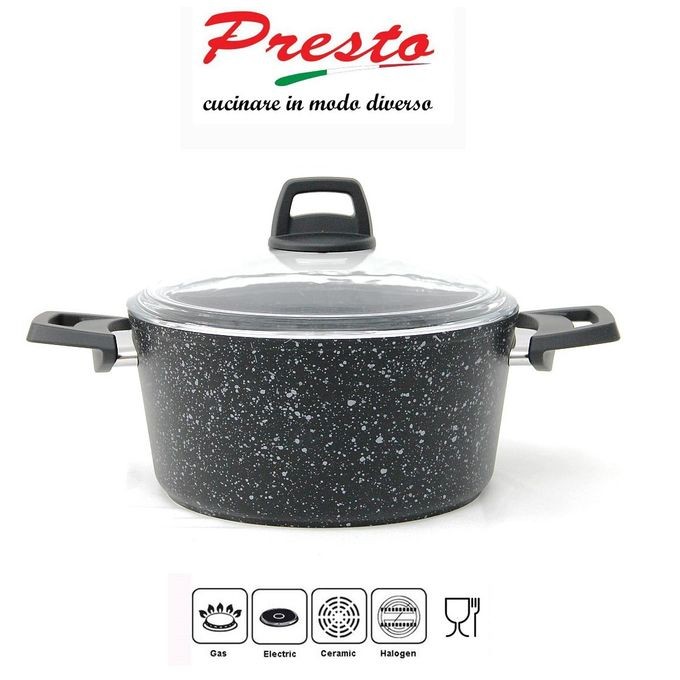 Presto Marmite Deep Pot 28cm ave couvercle - Granite - Noir - 